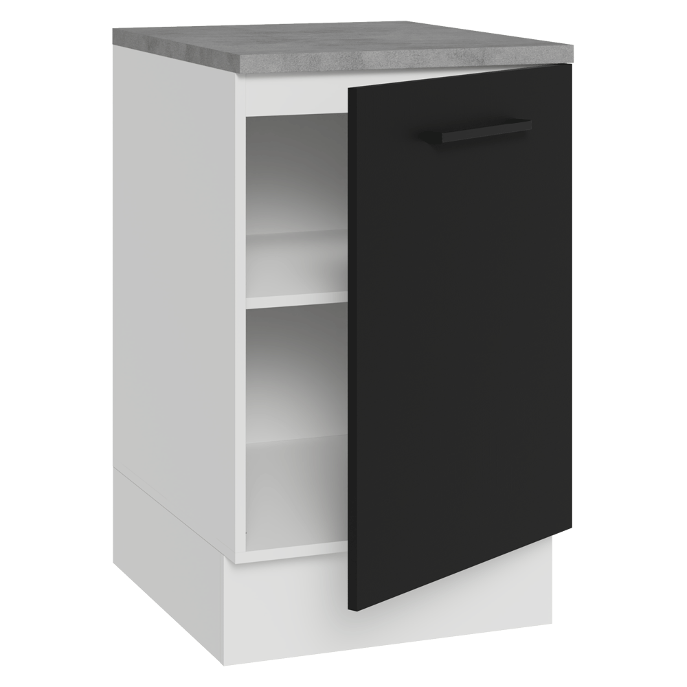 Balcão de Cozinha 50 x 60cm 1 Porta (Com Tampo) Branco/Preto Agata Madesa
