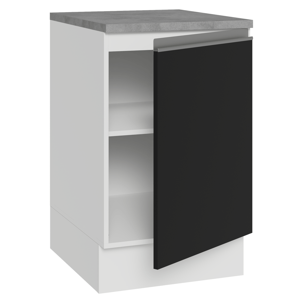 Balcão de Cozinha 50 x 60cm 1 Porta (Com Tampo) Branco/Preto Glamy Madesa