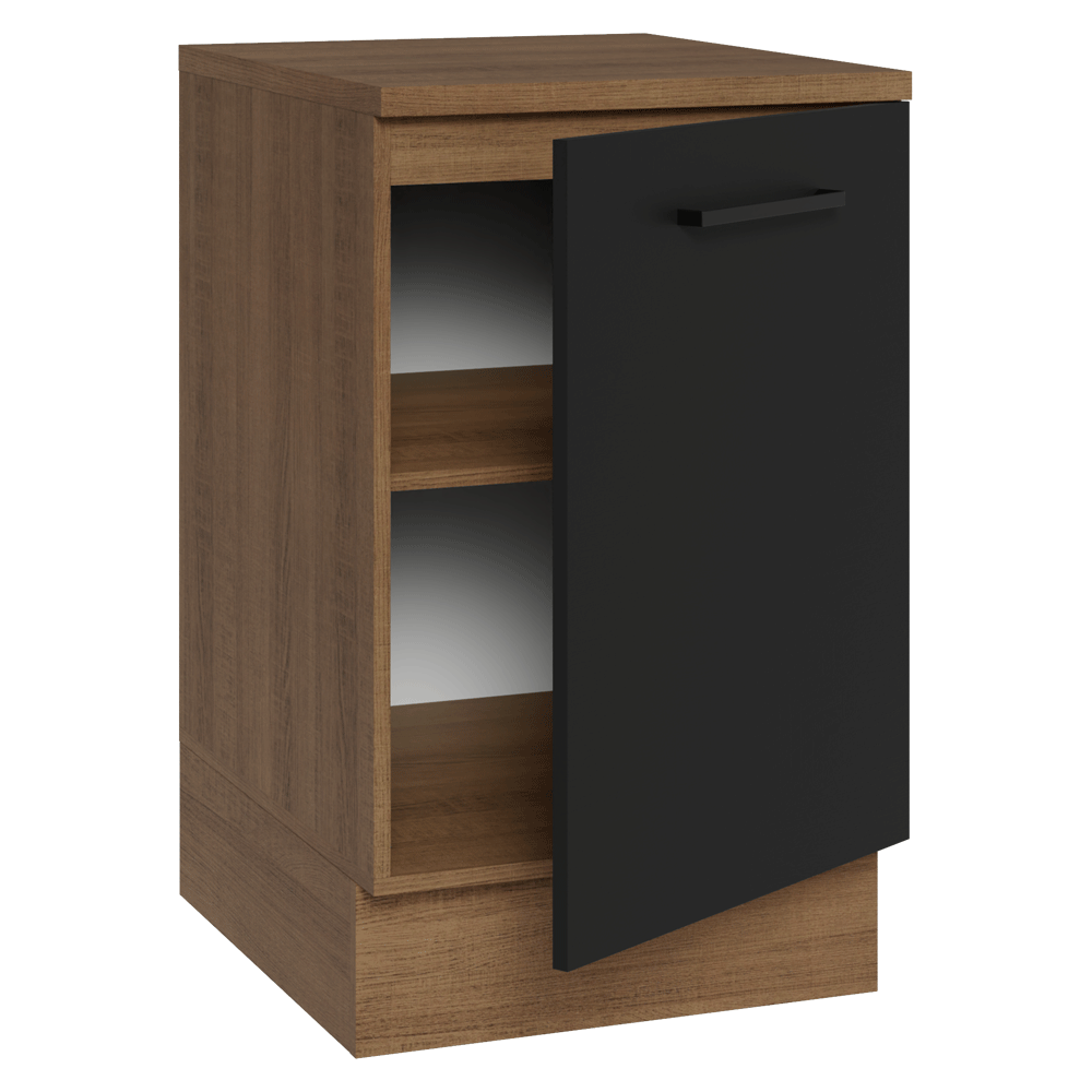 Balcão de Cozinha 50 x 60cm 1 Porta (Com Tampo) Rustic/Preto Agata Madesa