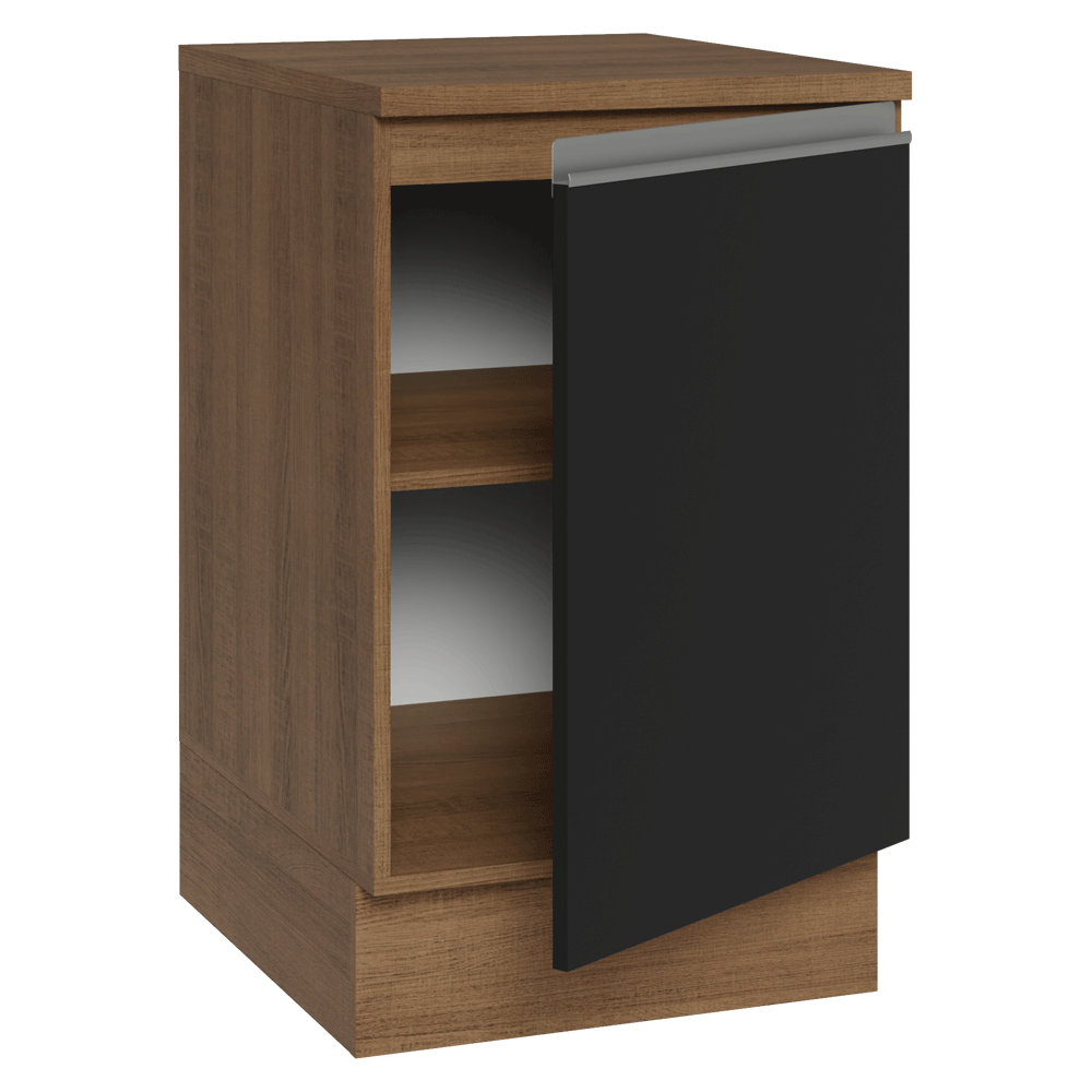 Balcão de Cozinha 50 x 60cm 1 Porta (Com Tampo) Rustic/Preto Glamy Madesa