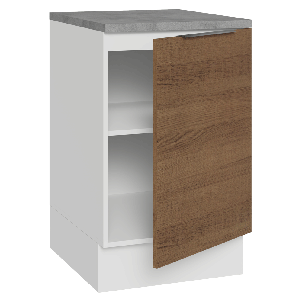 Balcão de Cozinha 50 x 60cm 1 Porta (Com Tampo) Branco/Rustic Stella Madesa