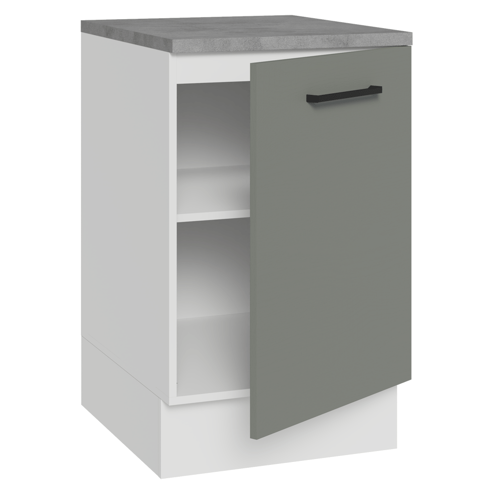 Balcão de Cozinha 50 x 60cm 1 Porta (Com Tampo) Branco/Cinza Agata Madesa