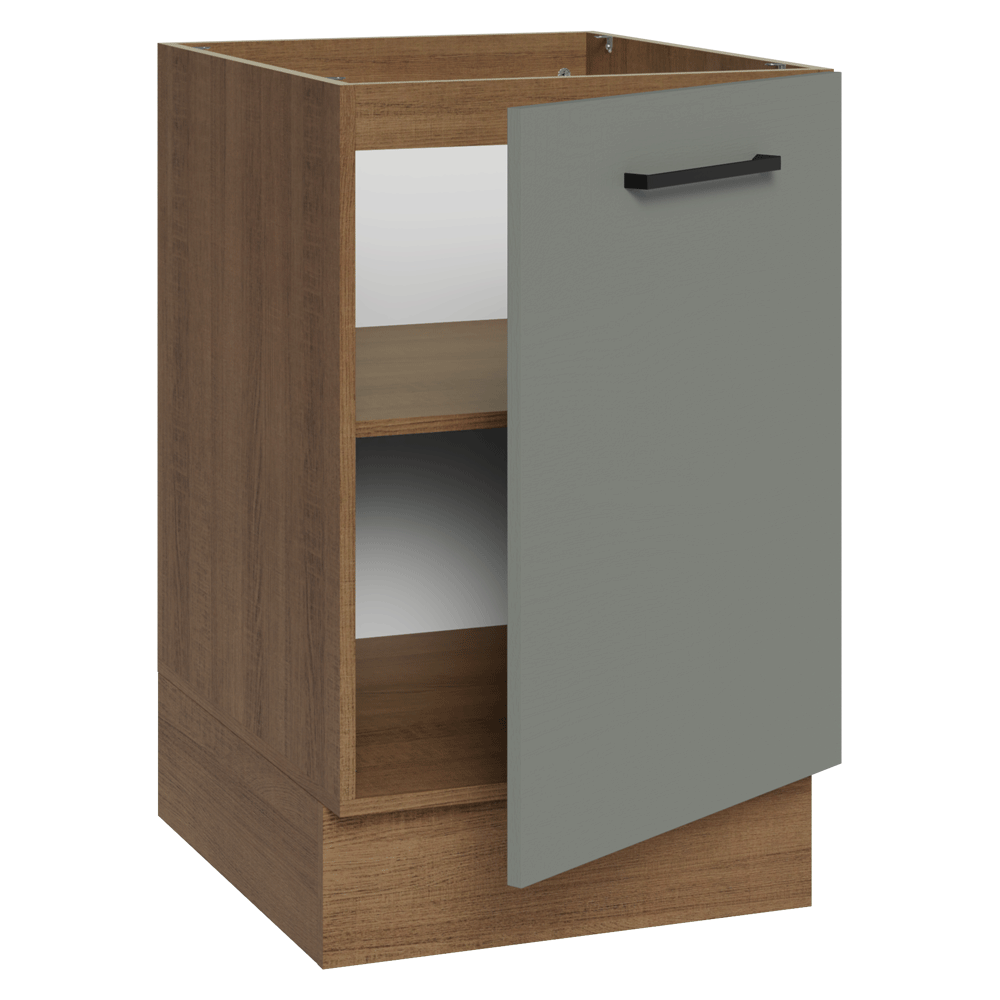 Balcão de Cozinha 50 x 60cm 1 Porta (Sem Tampo) Rustic/Cinza Agata Madesa