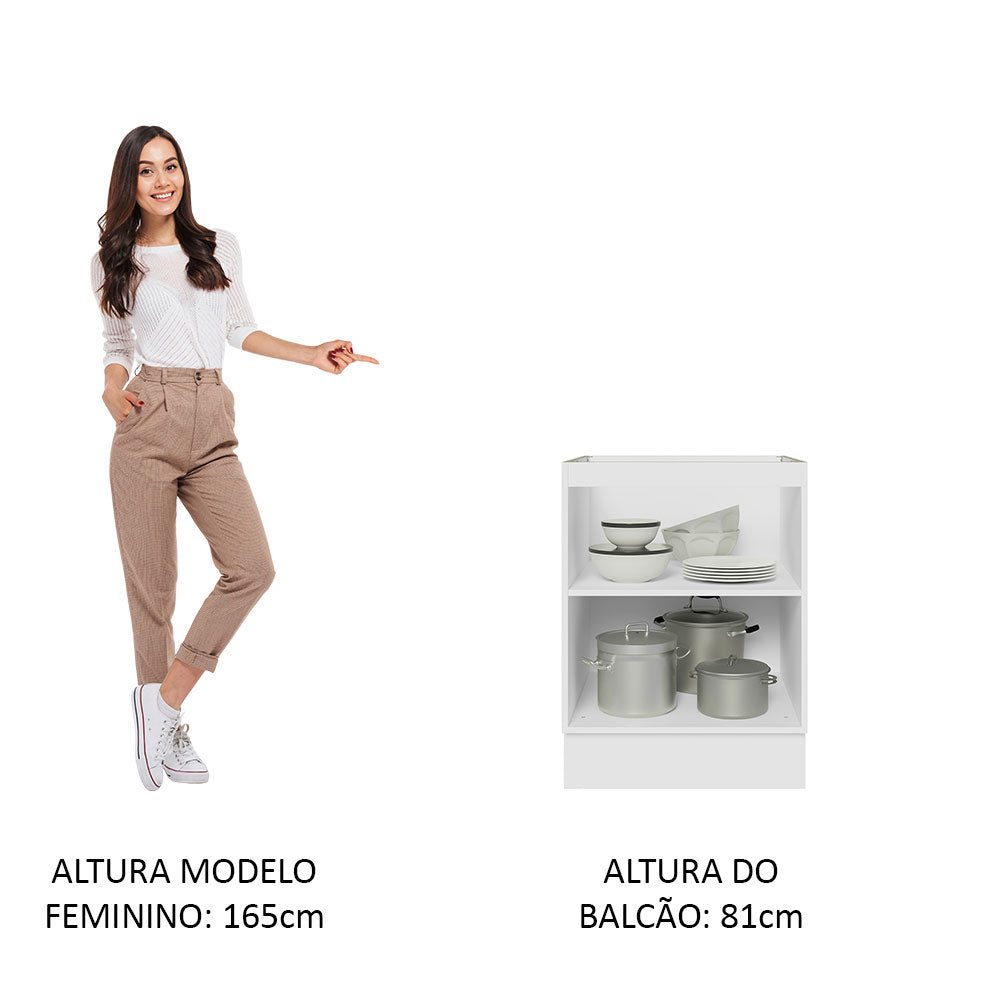 Balcão Cozinha 60 x 60 cm 1 Porta (Sem Tampo) Branco Glamy Madesa