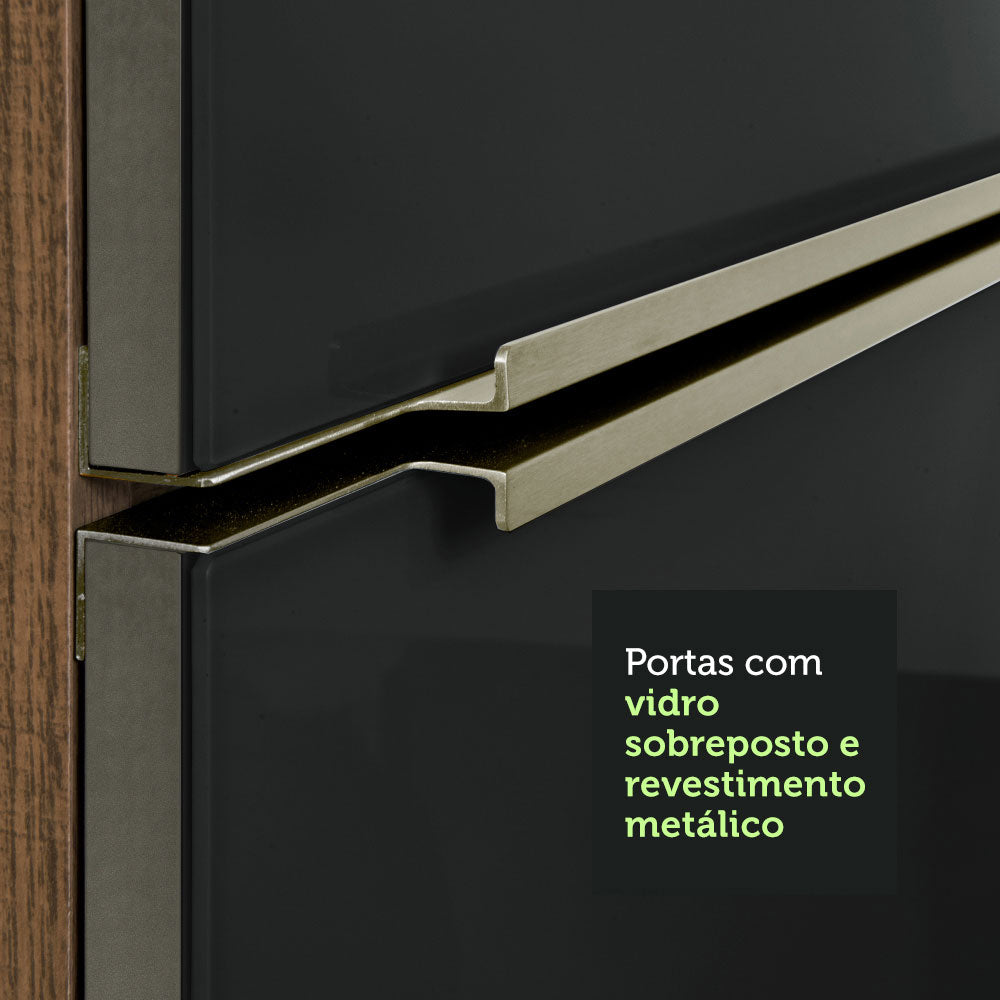 Balcão Madesa Lux 60 cm 1 Porta (Sem Tampo) Rustic/Preto