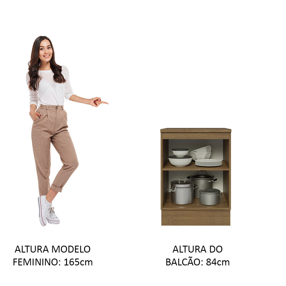 Balcão 60 cm 1 Porta Rustic/Cinza Lux Madesa