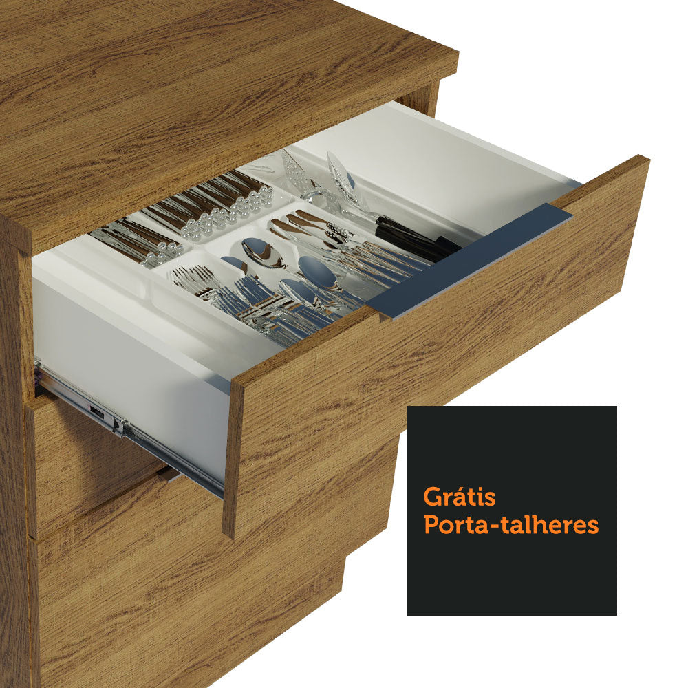 Balcão Madesa Stella 60 x 60 cm 3 Gavetas (Com Tampo) Rustic