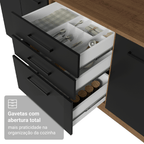 Balcão Madesa Agata 60 x 60 cm 3 Gavetas (Com Tampo) Rustic/Preto