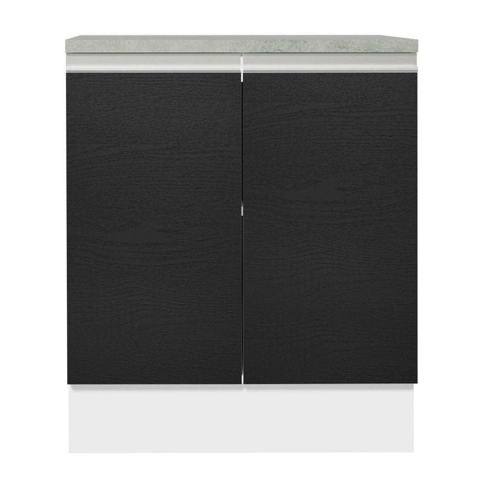 Balcão 70 x 60 cm 2 Portas (Com Tampo) Branco/Preto Glamy Madesa
