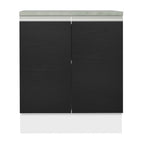 Balcão 70 x 60 cm 2 Portas (Com Tampo) Branco/Preto Glamy Madesa