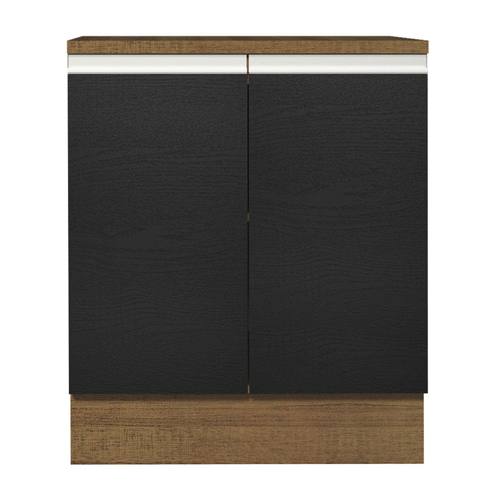 Balcão 70 x 60 cm 2 Portas (Com Tampo) Rustic/Preto Glamy Madesa