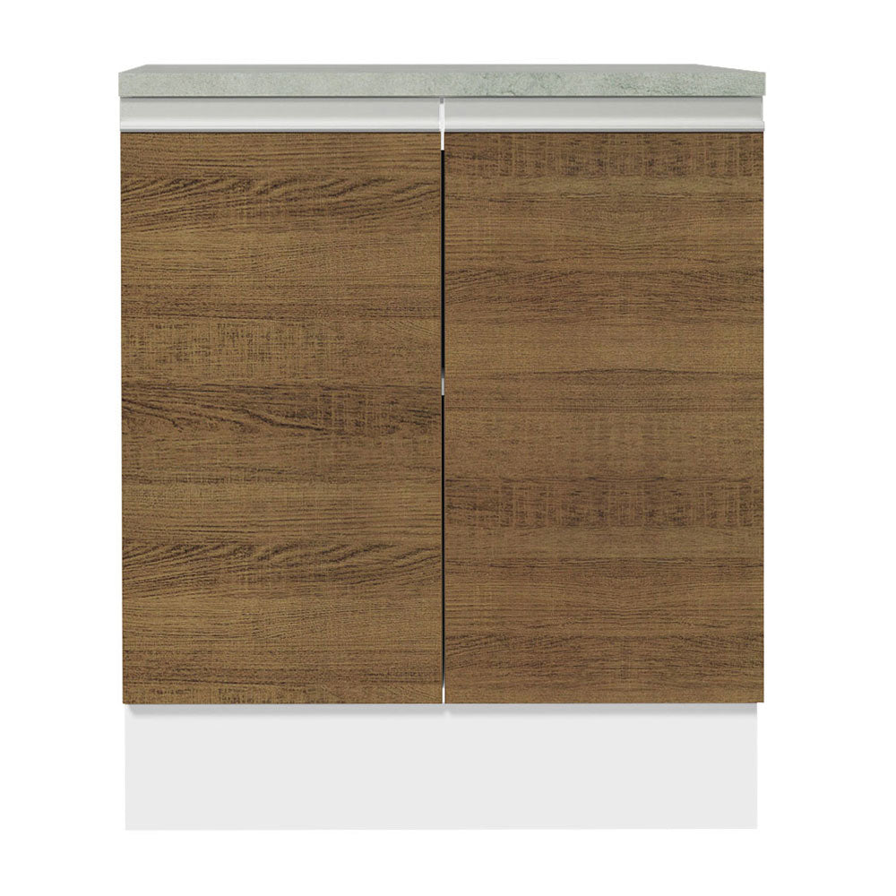 Balcão 70 x 60 cm 2 Portas (Com Tampo) Branco/Rustic Glamy Madesa