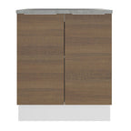 Balcão 70 x 60 cm 2 Portas (Com Tampo) Branco/Rustic Stella Madesa