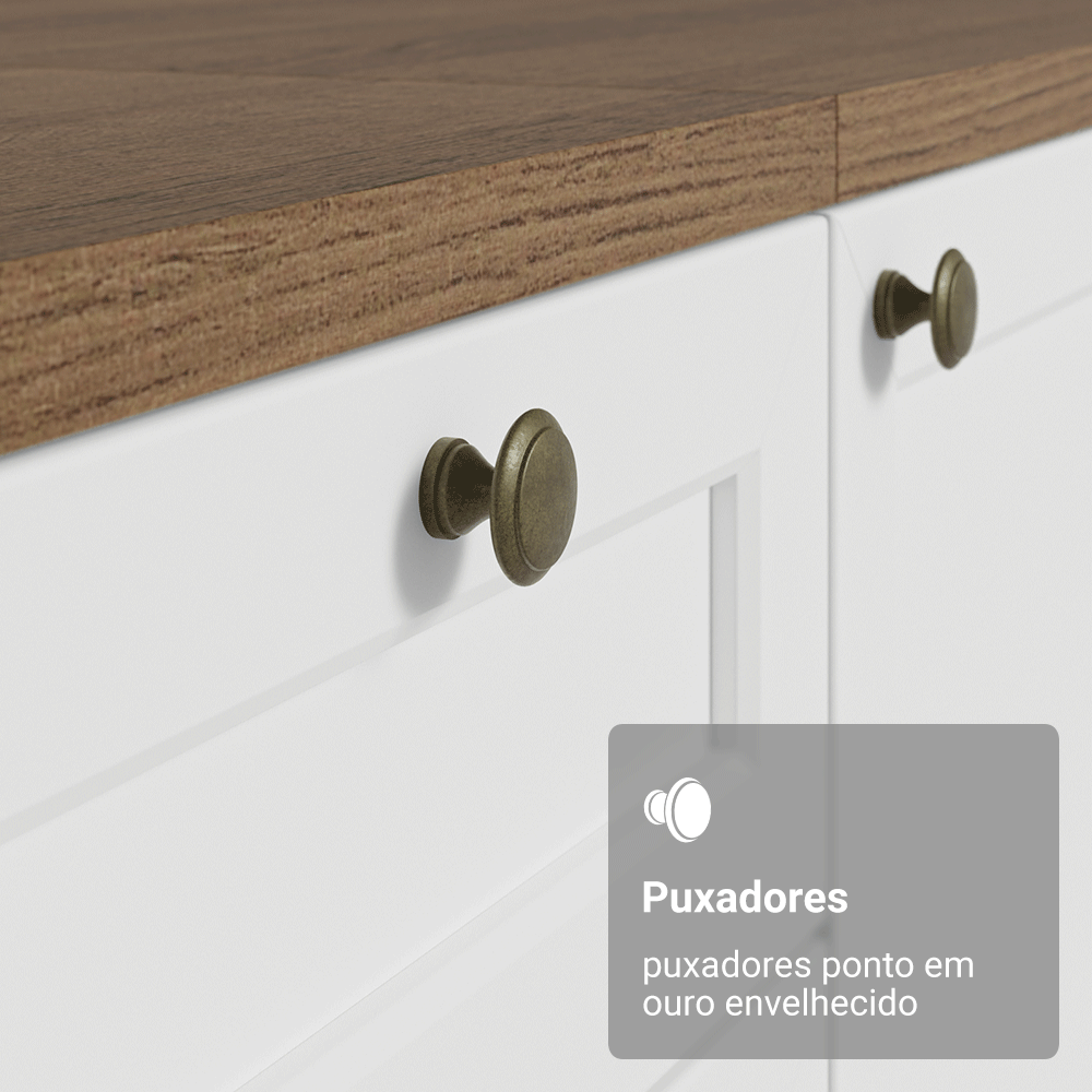 Balcão de Canto para Linha de 60 cm Profundidade (Com Tampo) Rustic/Branco Vik Madesa