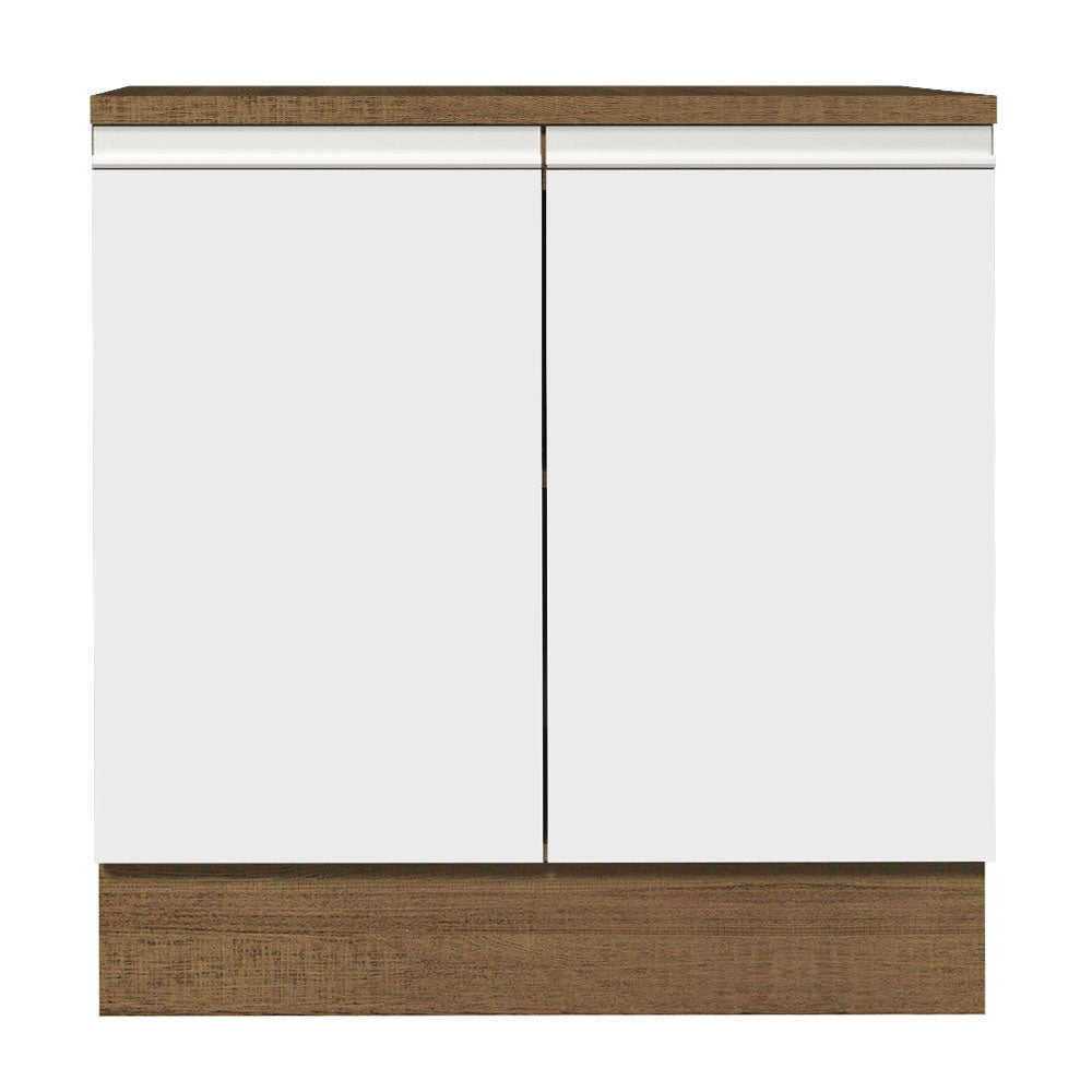 Balcão Madesa Glamy 80 x 60 cm 2 Portas (Com Tampo) Rustic/Branco