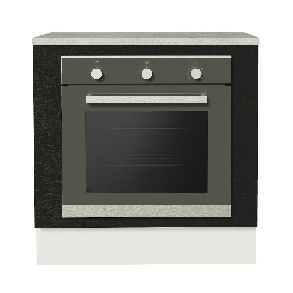Balcão para Forno de Embutir 80 x 60 cm Com Tampo Branco/Preto Agata, Glamy Madesa
