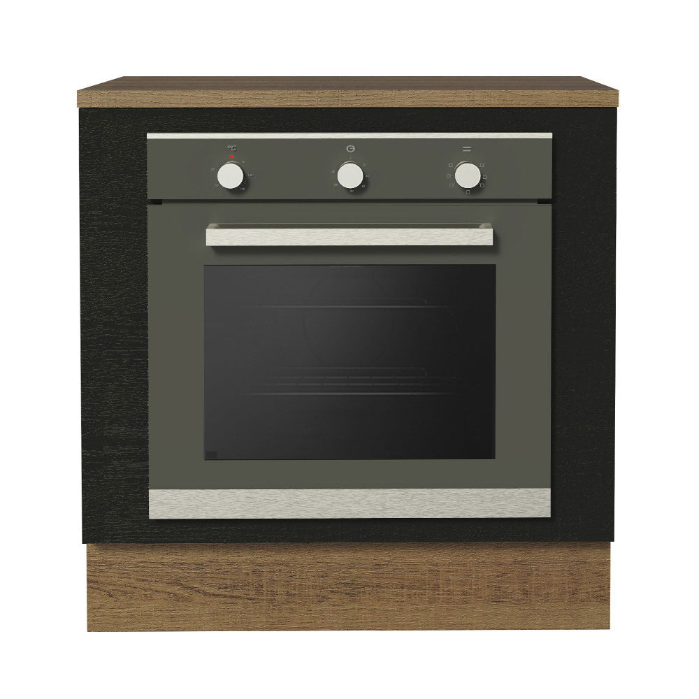 Balcão para Forno de Embutir 80 x 60 cm Com Tampo Rustic/Preto Agata, Glamy, Madesa