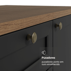 Balcão de Cozinha 80 x 60 cm 2 Portas (Com Tampo) Rustic/Preto Vik Madesa