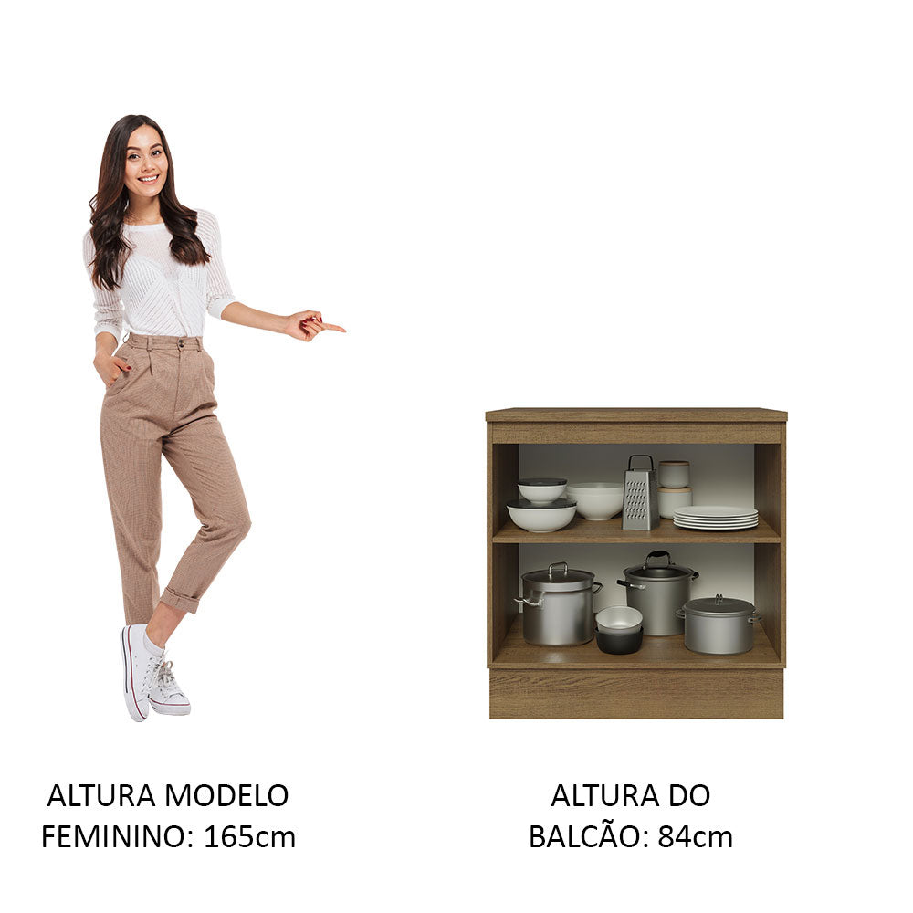 Balcão 80 cm 2 Portas Rustic/Branco Veludo Lux Madesa