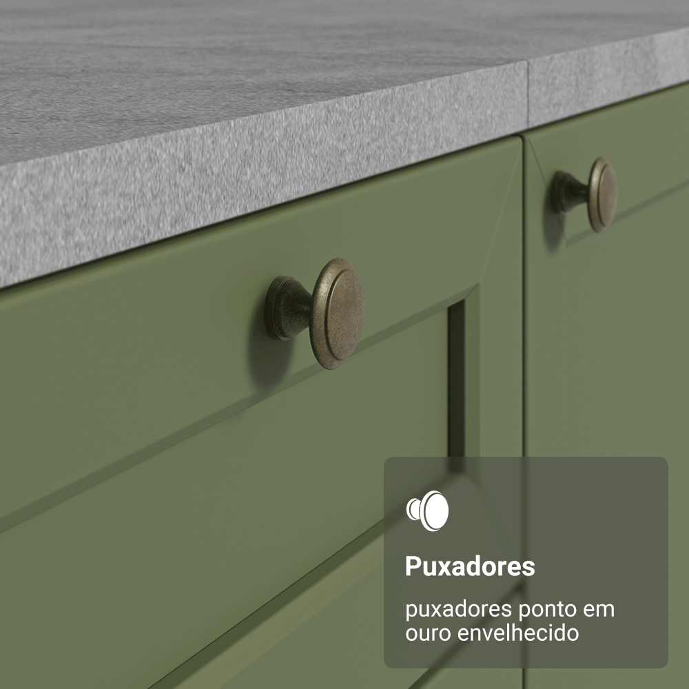 Balcão de Cozinha 80 x 60 cm 2 Portas (Com Tampo) Branco/Verde Vik Madesa