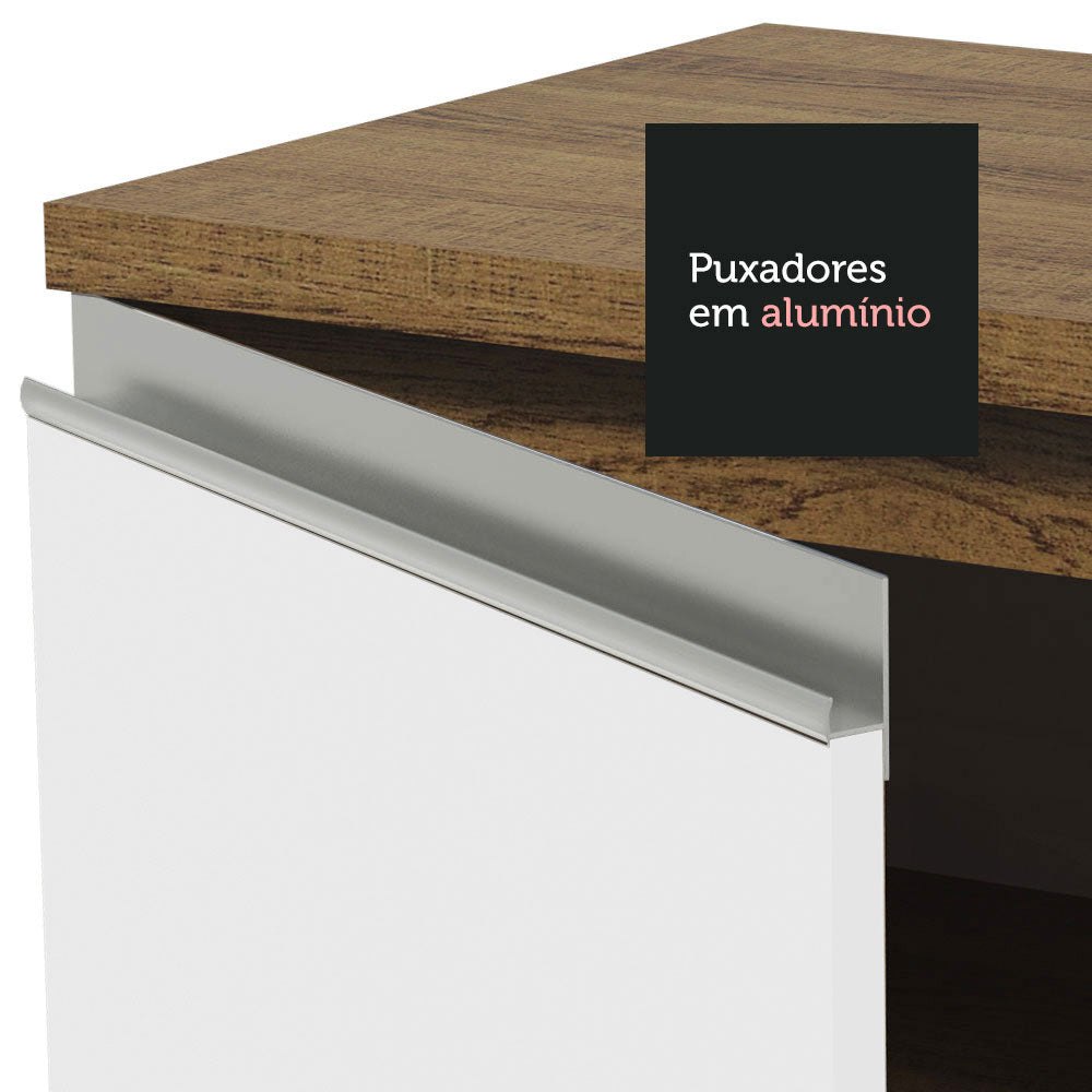 Balcão de Cozinha 80 x 60 cm 2 Gavetas (Com Tampo) Rustic/Branco Glamy Madesa