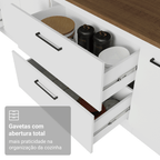 Balcão de Cozinha 80 x 60 cm 2 Gavetas Branco Tampo Rustic Agata Madesa
