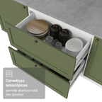 Balcão de Cozinha 80 x 60 cm 2 Gavetas (Sem Tampo) Branco/Verde Vik Madesa