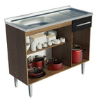 Balcão Gabinete com Pia 3 Portas e 1 Gaveta 105cm Rustic/Preto Emilly Madesa