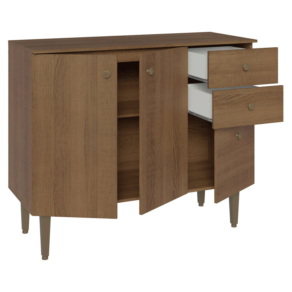 Balcão Gabinete 3 Portas 2 Gavetas Rustic Gourmet Madesa