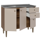 Balcão Gabinete com Pia 3 Portas e 2 Gavetas 105cm Rustic/Crema Gourmet Madesa