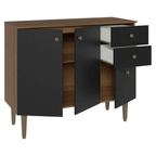 Balcão Gabinete 3 Portas 2 Gavetas Rustic/Preto Gourmet Madesa