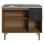 Balcão Gabinete com Pia 3 Portas e 2 Gavetas 105cm Rustic/Preto Gourmet Madesa