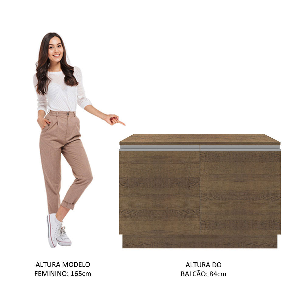 Balcão Madesa Glamy 120 cm 2 Portas (Com Tampo) Rustic