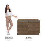 Balcão Madesa Glamy 120 cm 2 Portas (Com Tampo) Rustic