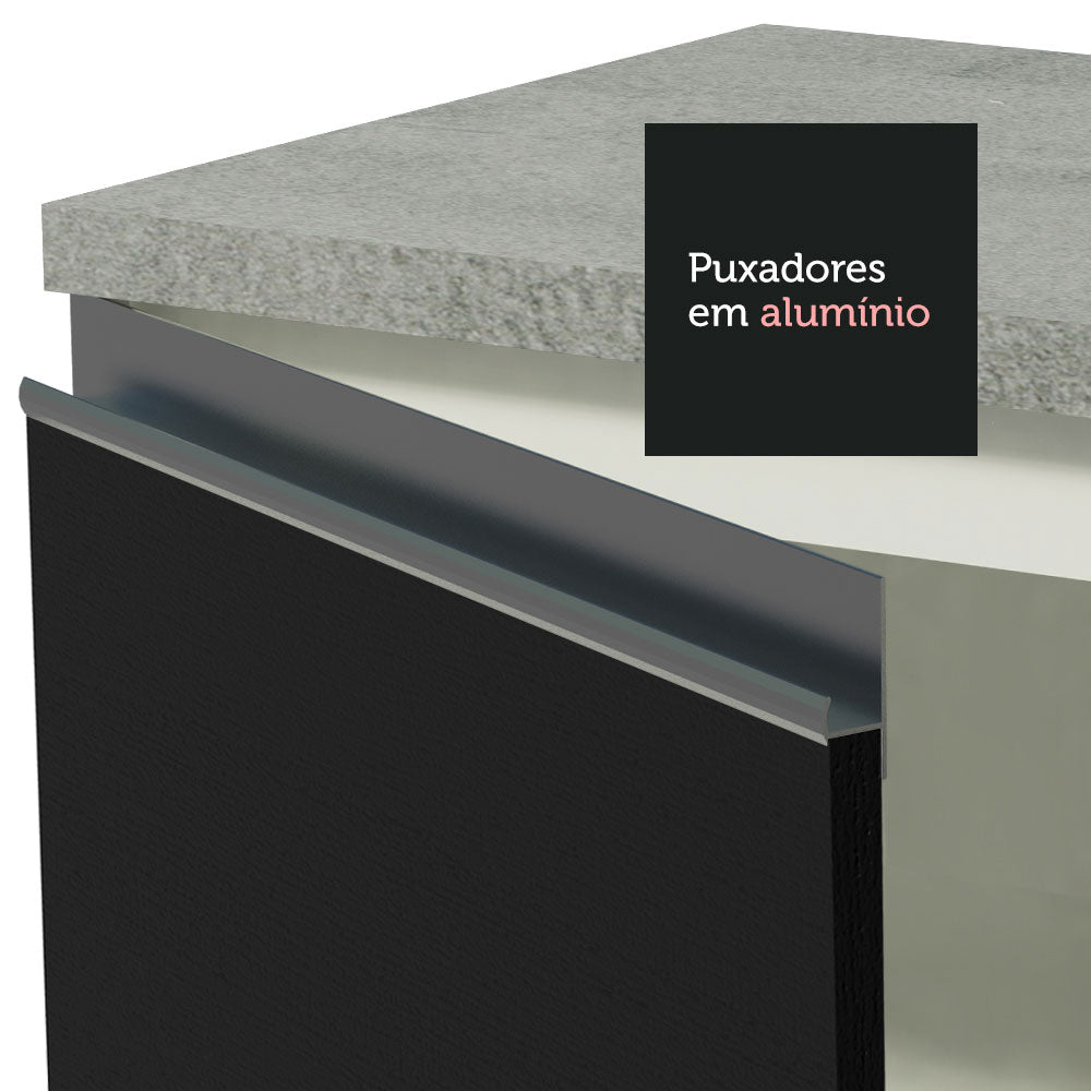 Balcão Gabinete de Pia Madesa Glamy 120 cm 2 Portas (Sem Tampo e Pia) Branco/Preto