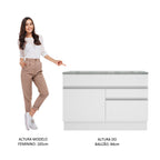 Balcão Madesa Glamy 120 cm 1 Porta e 2 Gavetas (Com Tampo) Branco