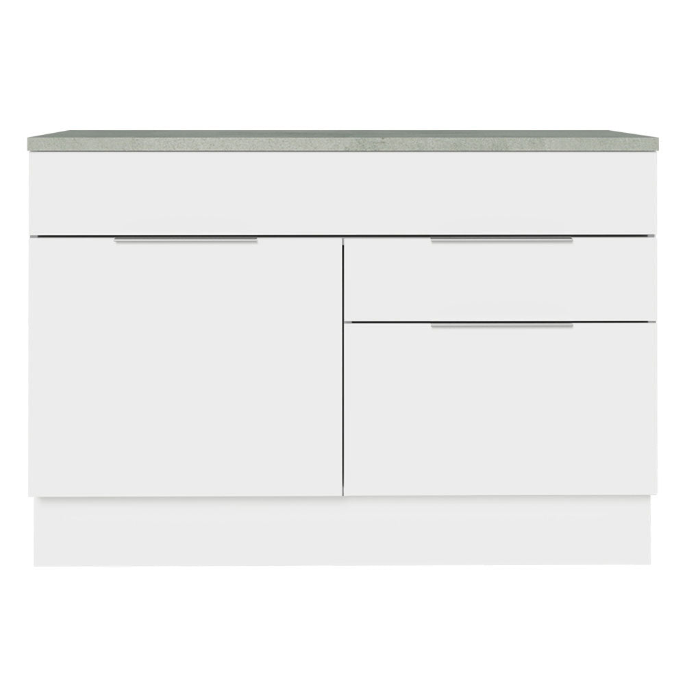 Balcão Gabinete 120 cm 1 Portas e 2 Gavetas (Com Tampo) Branco Stella Madesa