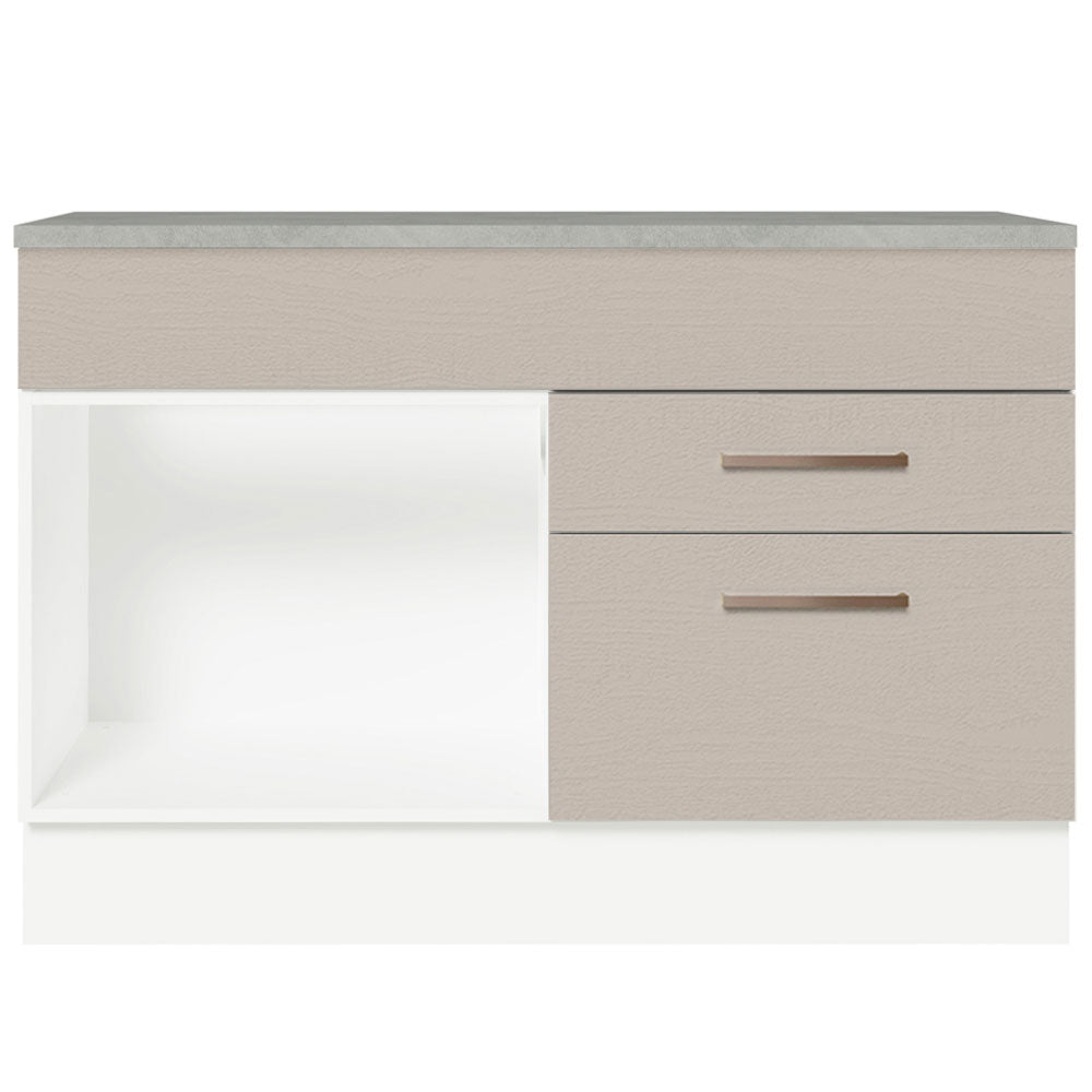 Balcão Cozinha 1 Porta e 2 Gavetas (Com Tampo) Branco/Crema Agata Madesa