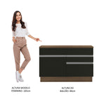 Balcão Madesa Glamy 120 cm 1 Porta e 2 Gavetas (Com Tampo) Rustic/Preto