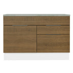 Balcão Gabinete 120 cm 1 Portas e 2 Gavetas (Com Tampo) Branco/Rustic Stella Madesa