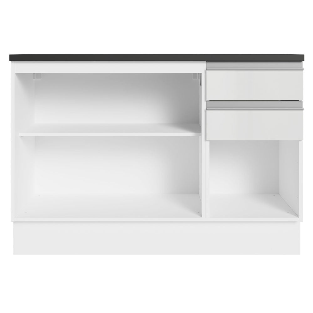Balcão Cozinha 100% MDF 120 cm 3 Portas e 2 Gavetas Branco Acordes Madesa