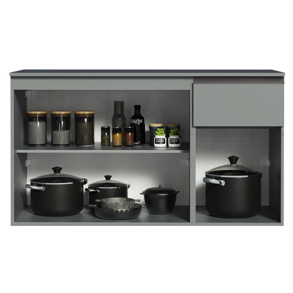 Balcão de Pia 3 Portas 1 Gaveta Suspenso Cinza Nice Madesa