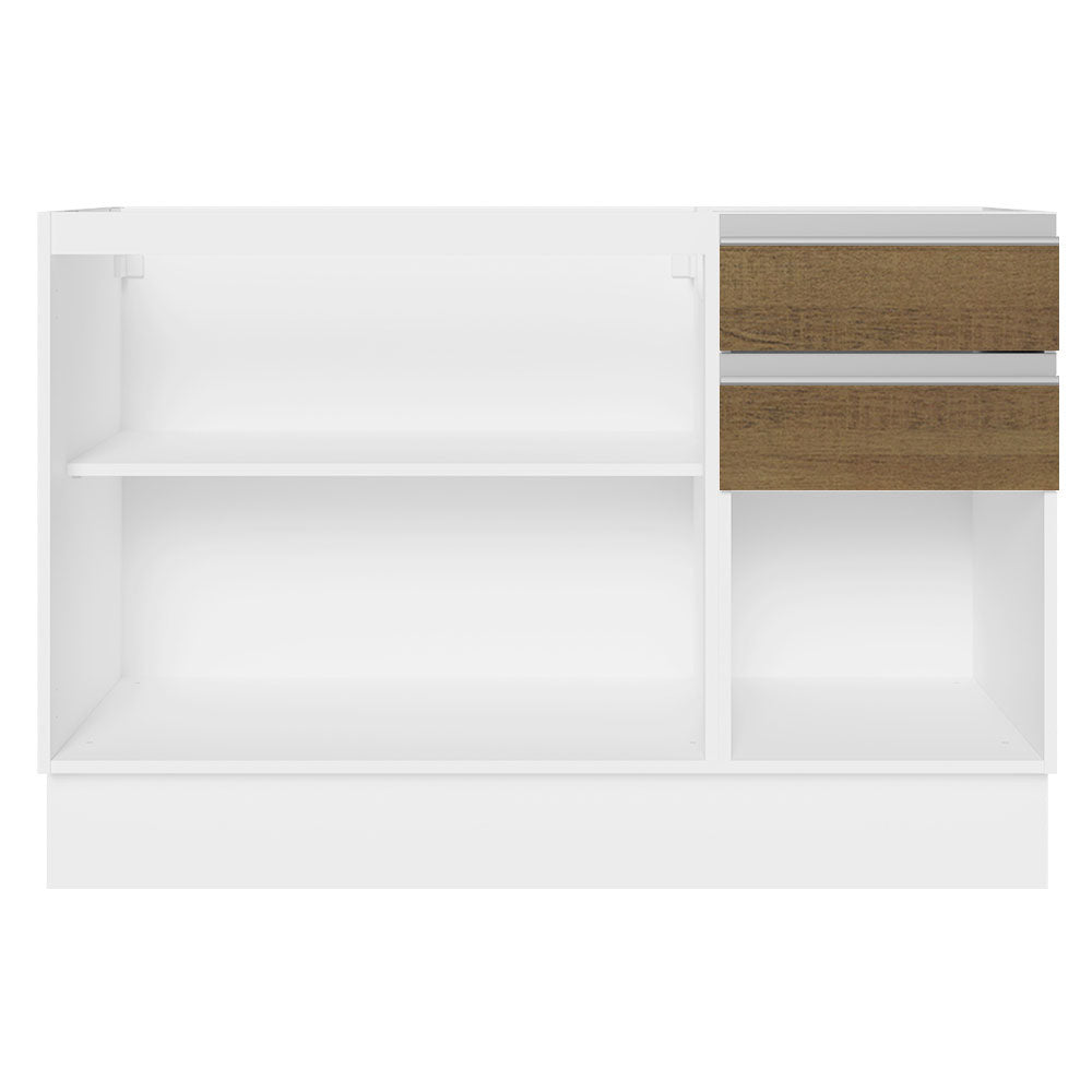 Balcão Gabinete de Pia Madesa Acordes 100% MDF 120 cm 3 Portas e 2 Gavetas Branco/Rustic