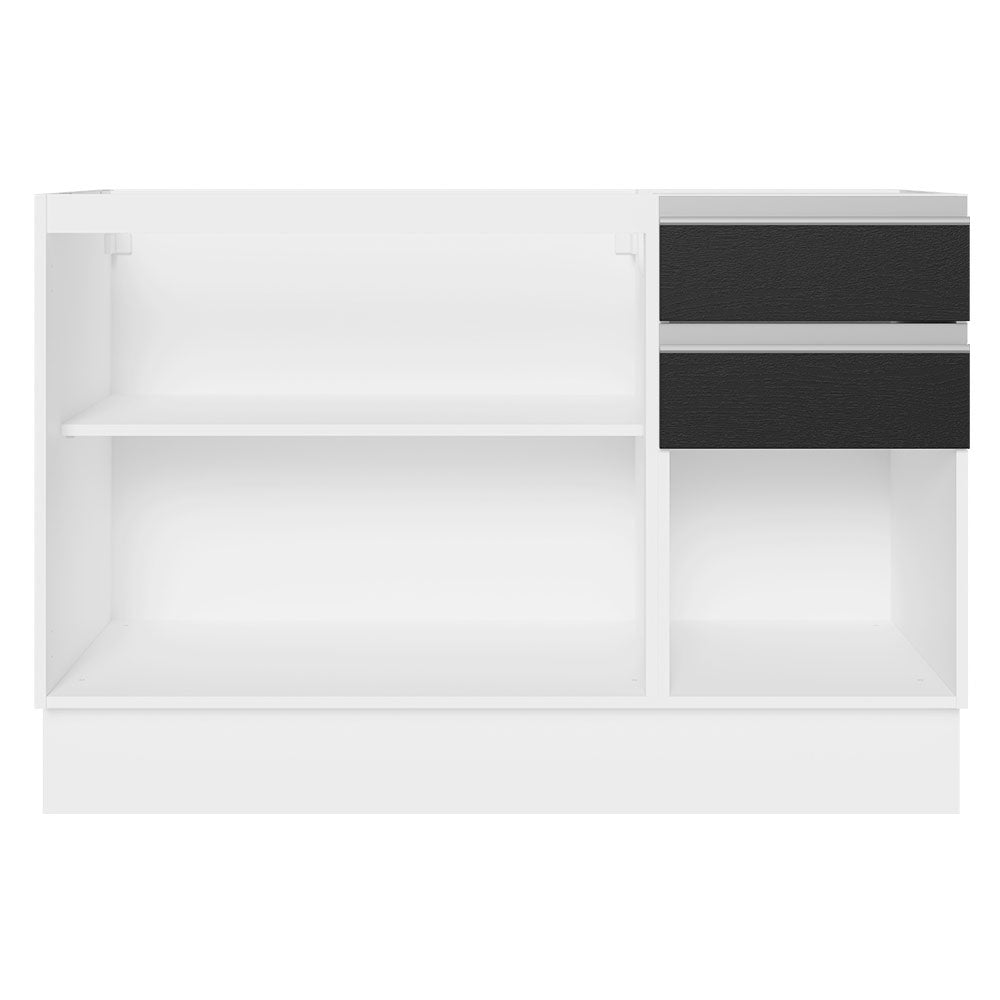 Balcão Gabinete de Pia 100% MDF 120 cm 3 Portas 2 Gavetas Branco/Preto Acordes Madesa