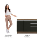 Balcão Madesa Glamy 120 cm 2 Portas e 3 Gavetas (Com Tampo) Rustic/Preto