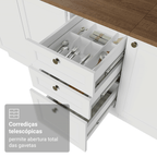 Balcão de Cozinha 120 cm 2 Portas 3 Gavetas Branco Tampo Rustic Vik Madesa