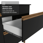 Balcão de Cozinha com 2 Portas e 1 Gaveta 120 cm Preto Pieta Madesa