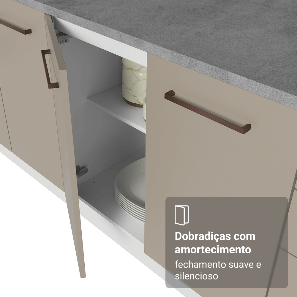 Balcão de Pia 150 cm 2 Portas e 2 Gavetas (Sem Tampo e Pia) Branco/Crema Agata Madesa