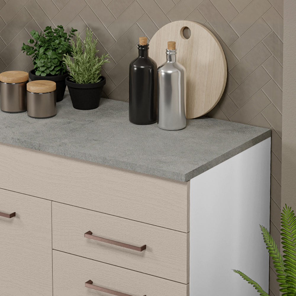 Balcão Gabinete 150 cm 2 Gavetas 2 Portas (Com Tampo) Branco/Crema Agata Madesa