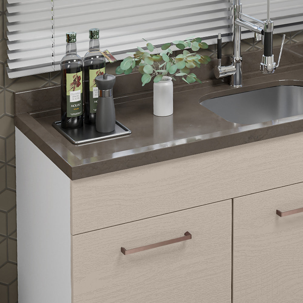 Balcão Gabinete de Pia 150 cm 2 Portas e 2 Gavetas (Sem Tampo e Pia) Branco/Crema Agata Madesa